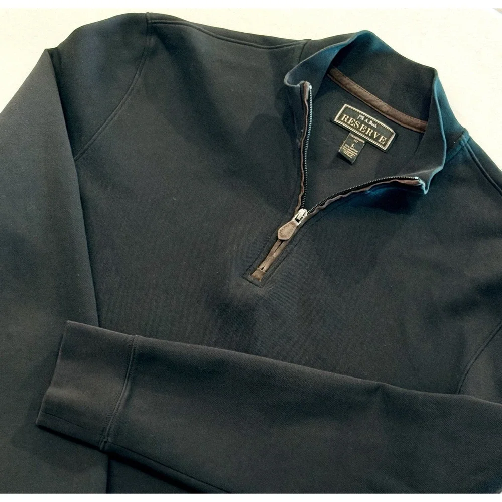Jos. A Bank Reserve Traditional Fit Charcoal Gray Cotton 1/4 Zip Sweater Men's L